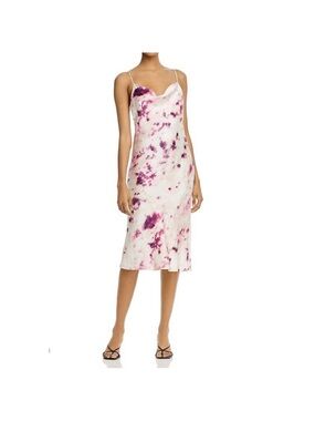NWT Bardot Tie-Dye Slip Midi Dress in White and Magenta